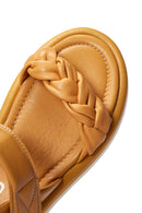 Women's Yellow Leather Comfort Sandals | Derimod