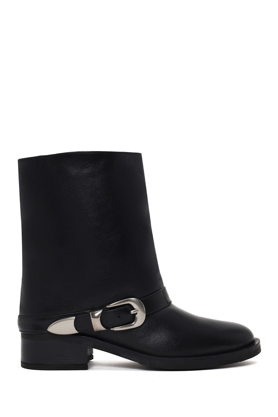 Woman Black Buckled Leather Boots WF180030DV | Derimod