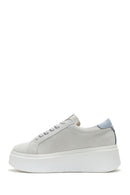 Women's Gray Suede Leather Thick Soled Sneaker | Derimod