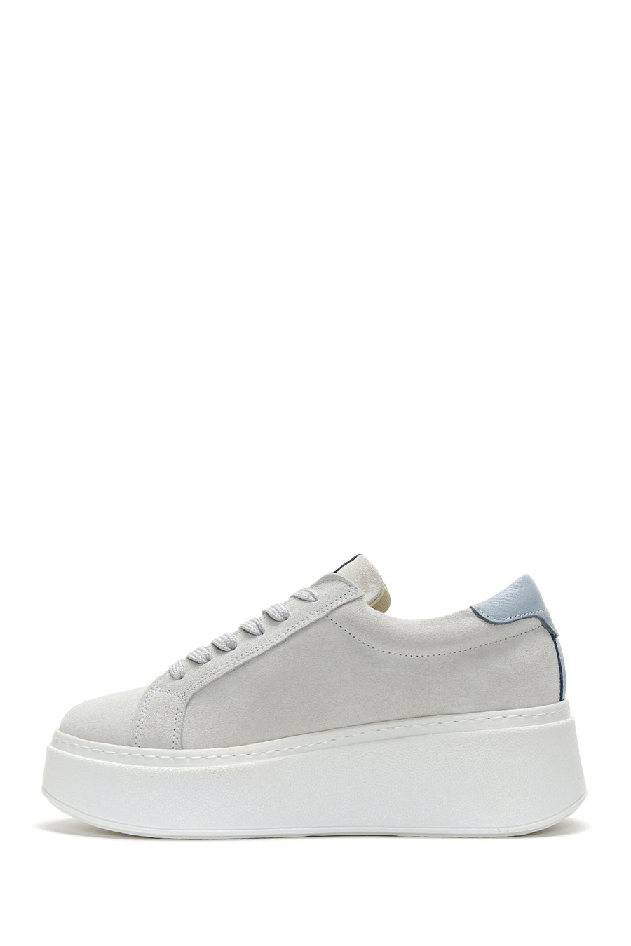 Women's Gray Suede Leather Thick Soled Sneaker