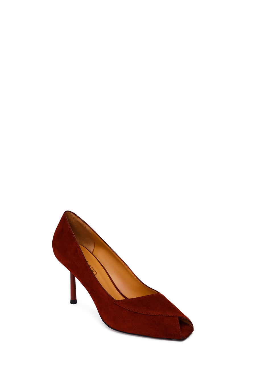 Woman Burgundy Thin Heeled Suede Shoes
