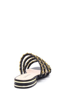 Women's Black Chain Detailed Flat Slippers | Derimod