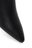 Derimod Flex Woman Black Zip Closure Chunky-Heeled Leather Boots | Derimod