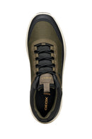 Geox Erkek Haki U Spherıca 4X4 B Abx A - Text+ Bağcıklı Kalın Tabanlı Kumaş Sneaker | Derimod