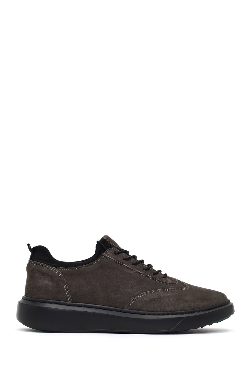 Erkek Gri Bağcıklı Nubuk Deri Sneaker