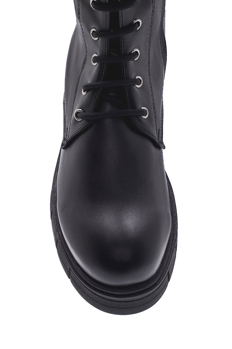 Women's Black Zippered Lace Up Boots