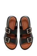 Women's Black Double Buckle Comfort Sandals | Derimod