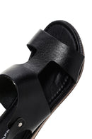 Women's Black Ankle Strap Leather Bodrum Sandals | Derimod