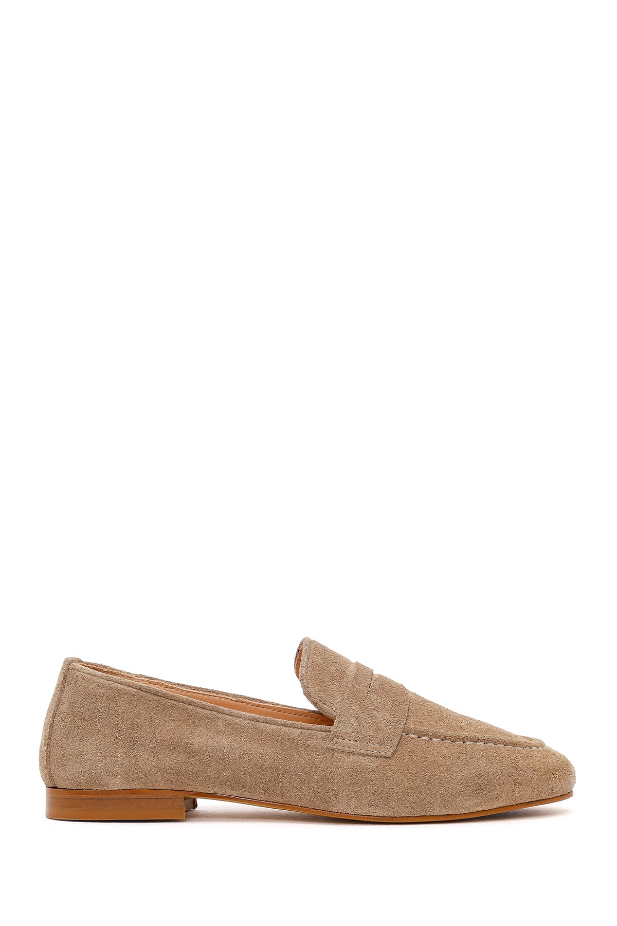 Kadın Bej Süet Deri Maskülen Loafer 26PFD260310 | Derimod