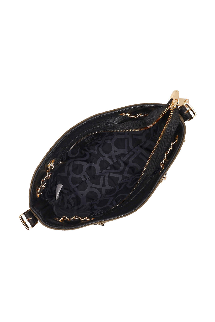 Woman Green Chain-Strap Suede Shoulder Bag