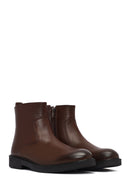 Men's Brown Zippered Leather Casual Boots | Derimod
