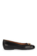 Geox Women's Black Annytah Leather Ballerinas | Derimod