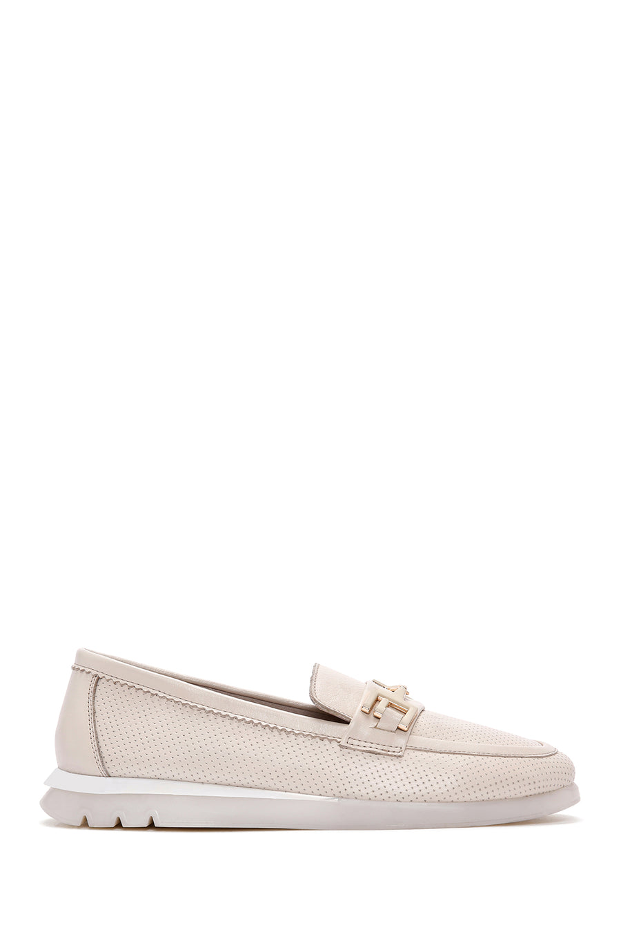Kadın Krem Tokalı Deri Comfort Loafer 25SFD151818 | Derimod