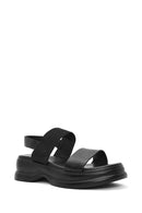Women's Black Thick-Sole Leather Sandals | Derimod