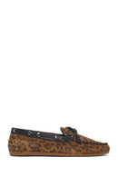 Kadın Leopar Desenli Süet Deri Loafer | Derimod