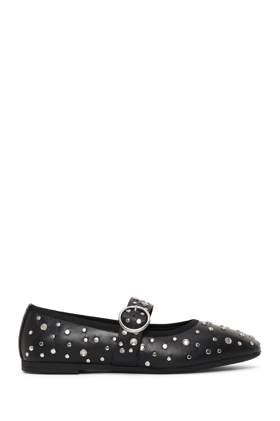 Women's Black Buckled Stoned Leather Ballerinas 26PFD270118 | Derimod