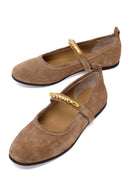 Woman Mink Buckled Suede Leather Ballet Flat | Derimod