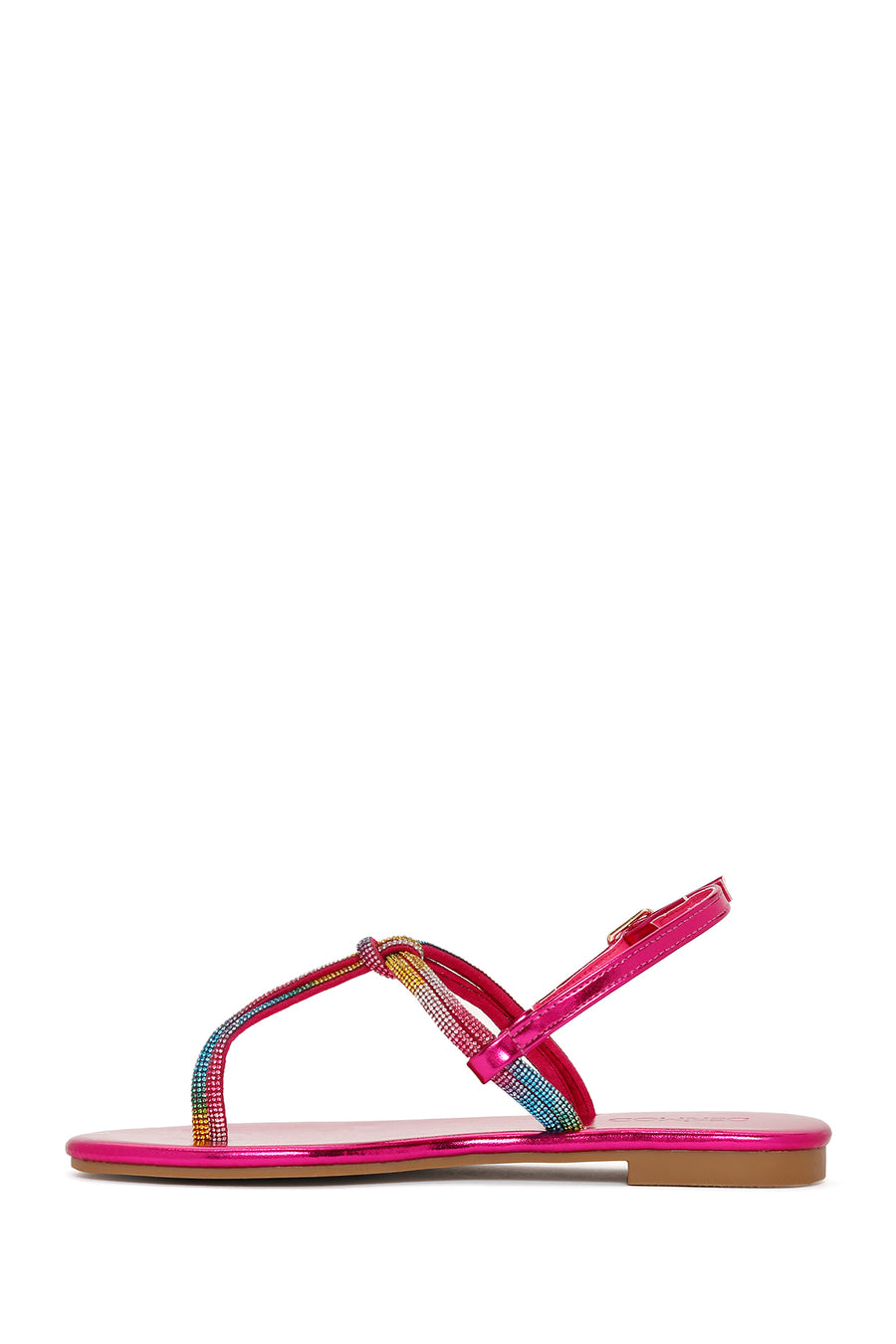 Women's Multicolored Ankle Strap Flip Flop Sandals with Stones