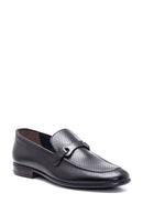 Men's Black Leather Perforated Loafer | Derimod