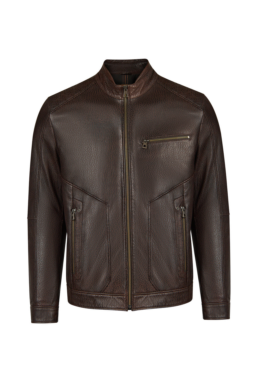 Reynold Male Brown Short Leather Jacket 26WGE6620BT | Derimod