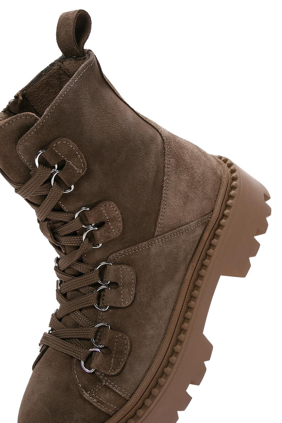 Women's Tan Suede Leather Boots with Zipper