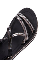 Women's Black Stone Thick Soled Flat Sandals | Derimod