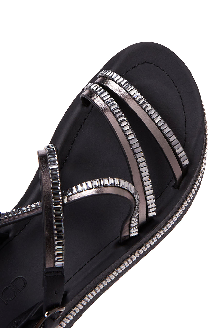 Women's Black Stone Thick Soled Flat Sandals