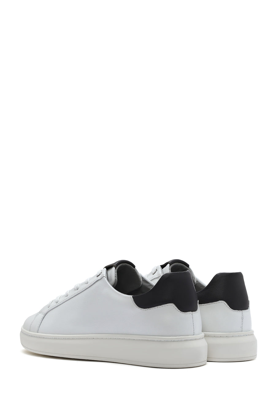 Erkek Beyaz Bağcıklı Deri Sneaker