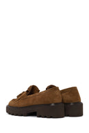 Woman Camel Thick-Soled Tasselled Suede Loafer | Derimod