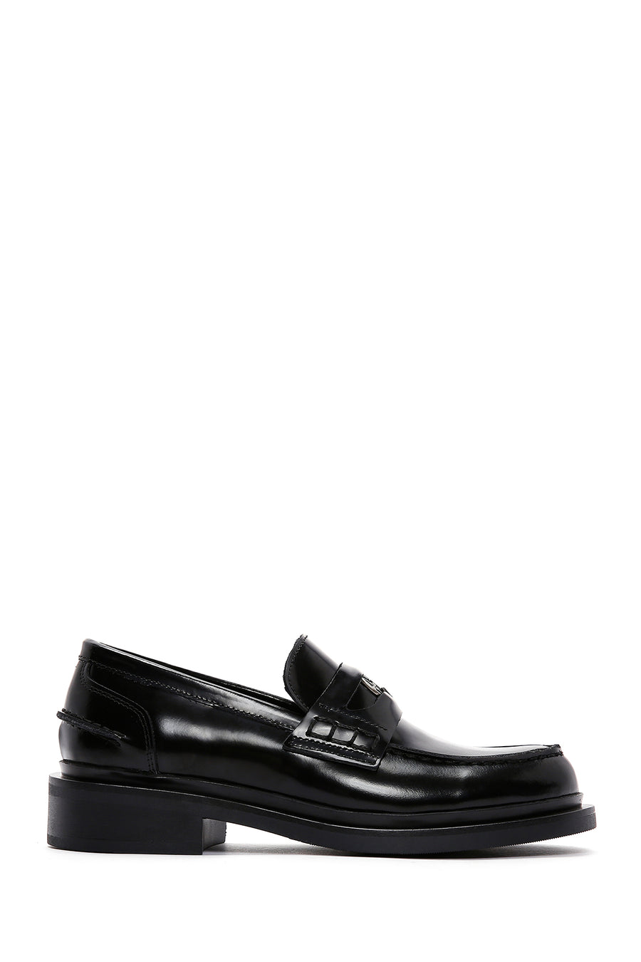 Women's Black Leather Patent Leather Masculine Loafer 23WFD185622 | Derimod
