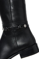 Women's Black Leather Buckle Boots | Derimod
