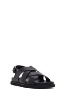 Men's Black Leather Sandals | Derimod