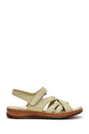 Women's Green Leather Comfort Sandals | Derimod