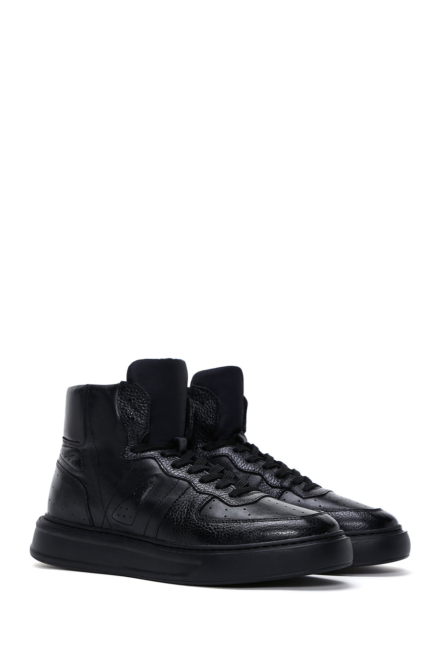 Men's Black Leather High Top Sneaker