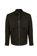 Lorenzo Male Gray Stand Collar Suede Leather Jacket | Derimod