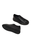 Male Black Lace-up Thick-soled Croc-patterned Leather Sneaker | Derimod