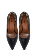 Woman Black Thin-Heeled Leather Stiletto | Derimod