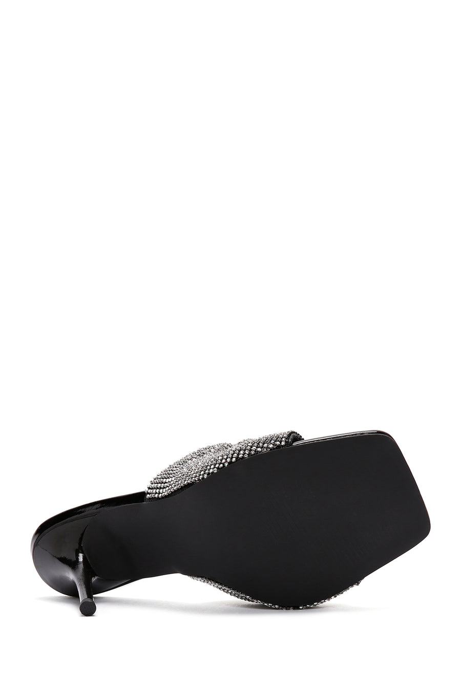 Women's Black Stone Thin Heeled Slippers