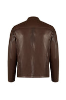 Insignia Male Brown Leather Jacket | Derimod