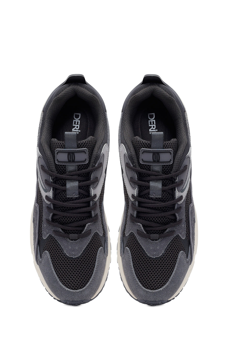 Male Gray Lace-Up Thick-Soled Leather Sneaker