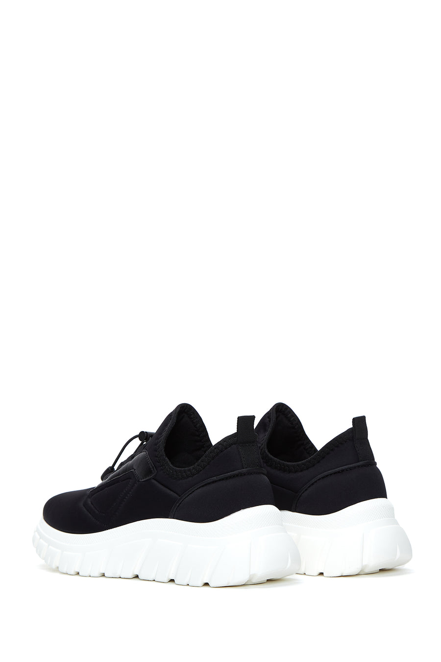 Women's Black Thick Soled Fabric Sneaker