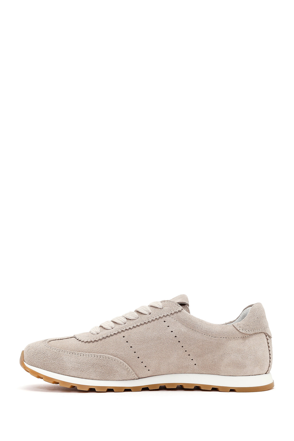 Kadın Bej Bağcıklı Süet Deri Sneaker