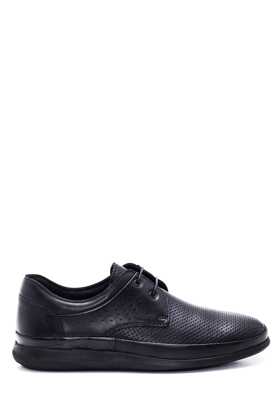 Men's Black Leather Perforated Casual Shoes 22SFD6702DI | Derimod