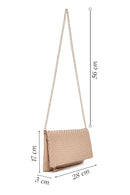 Women's Beige Long Chain Strap Braided Clutch Bag | Derimod