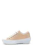 Kadın Bej Kalın Tabanlı Kumaş Sneaker | Derimod