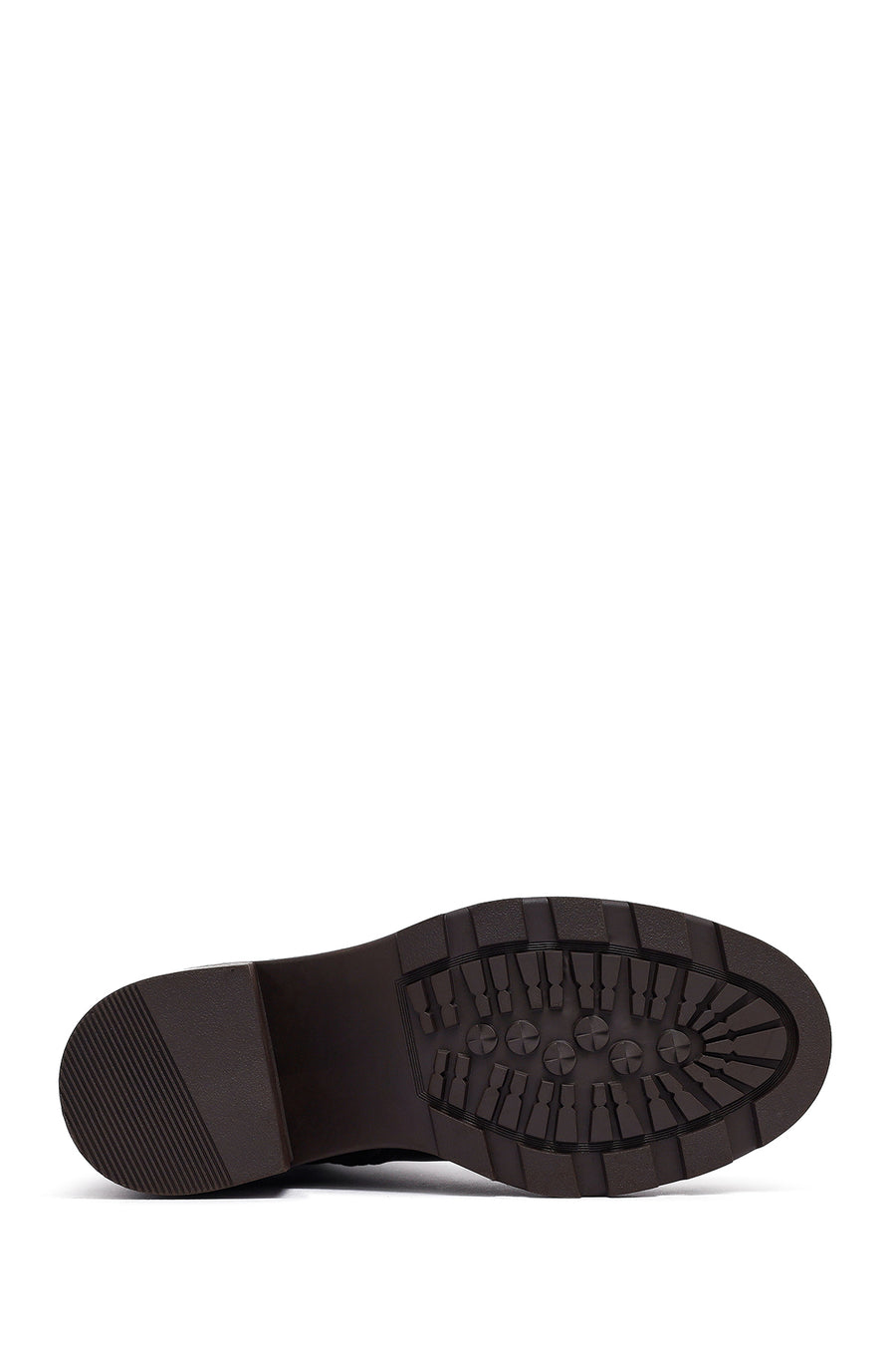 Woman Brown Zip Closure Platform Thick-Heeled Leather Boots