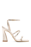 Women's Gold Ankle Strap Heeled Metallic Sandals | Derimod