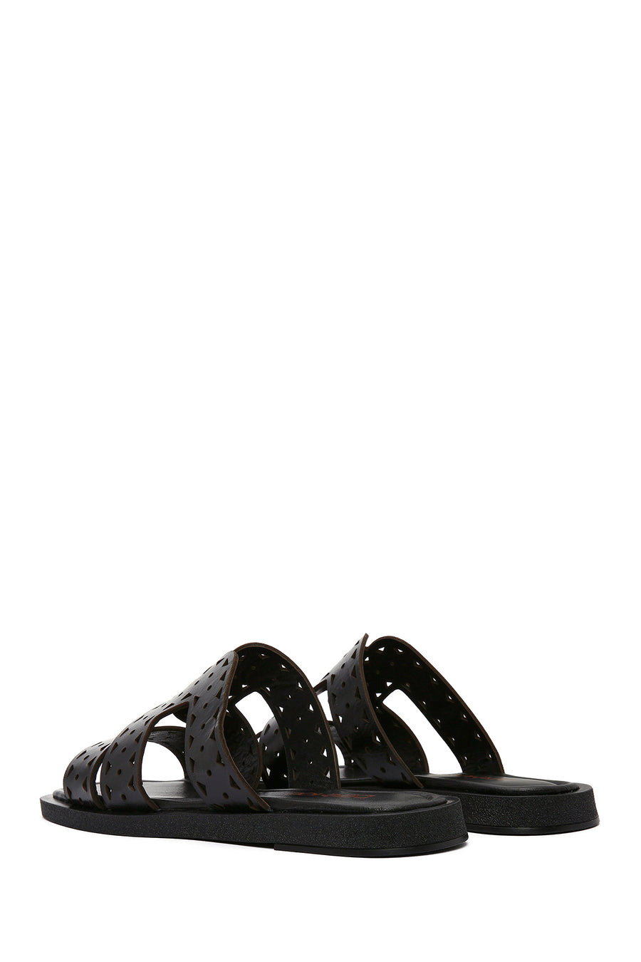Women's Black Leather Slippers
