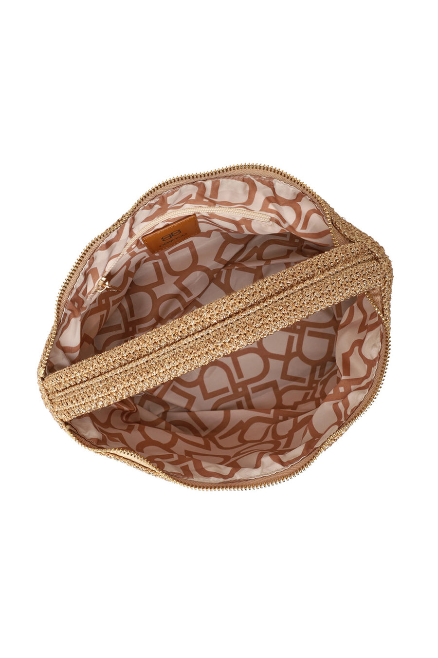 Woman Gold Glitter Wicker Shoulder Bag