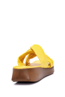 Women's Yellow Leather Slippers | Derimod